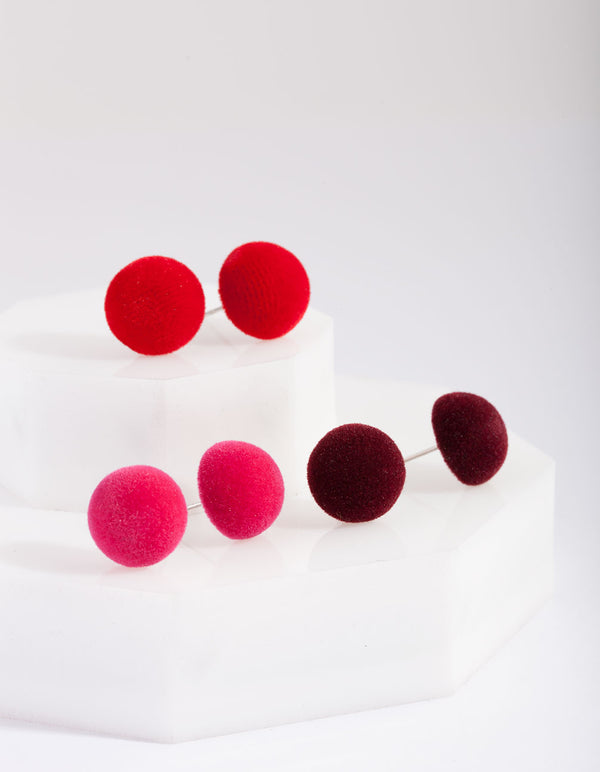 Red Felt Stud Earring Pack