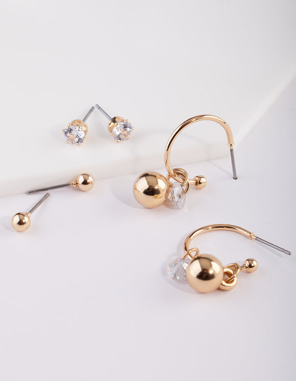 Everyday Gold Cubic Zirconia Earring 3 Pack