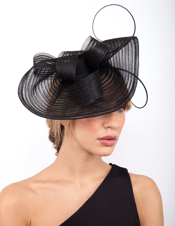 Black Mesh Quill Fascinator