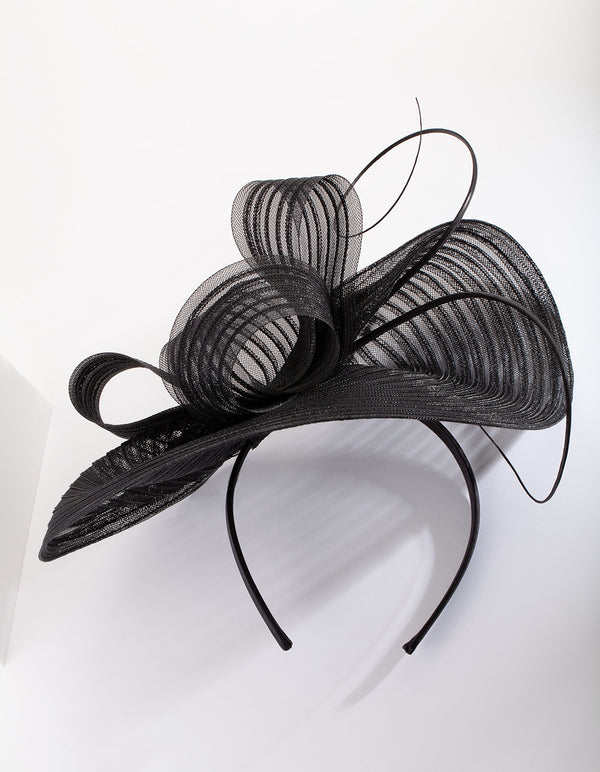 Black Mesh Quill Fascinator