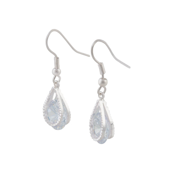 Cubic Zirconia Silver Teardrop Earrings