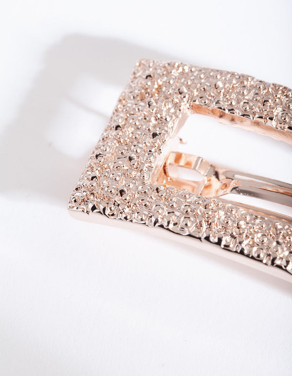 Rose Gold Cut-Out Rectangle Texture Hair Clip