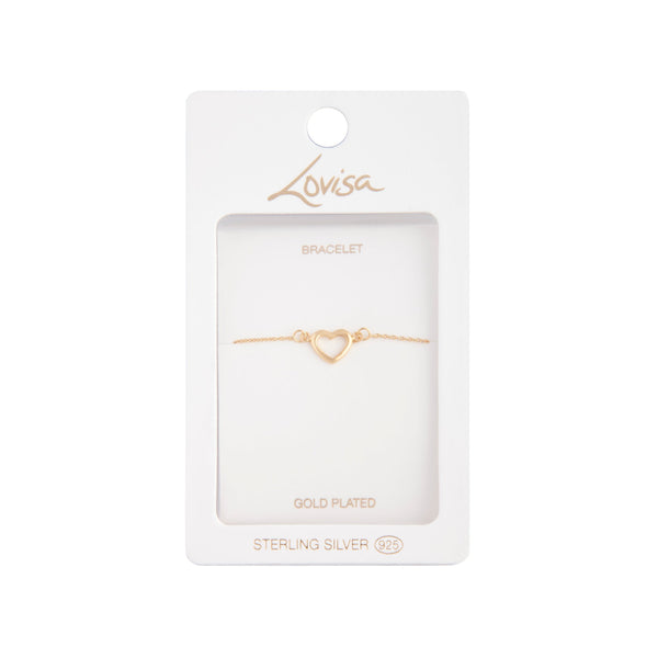 Gold Plated Cut Out Fine Heart Bracelet