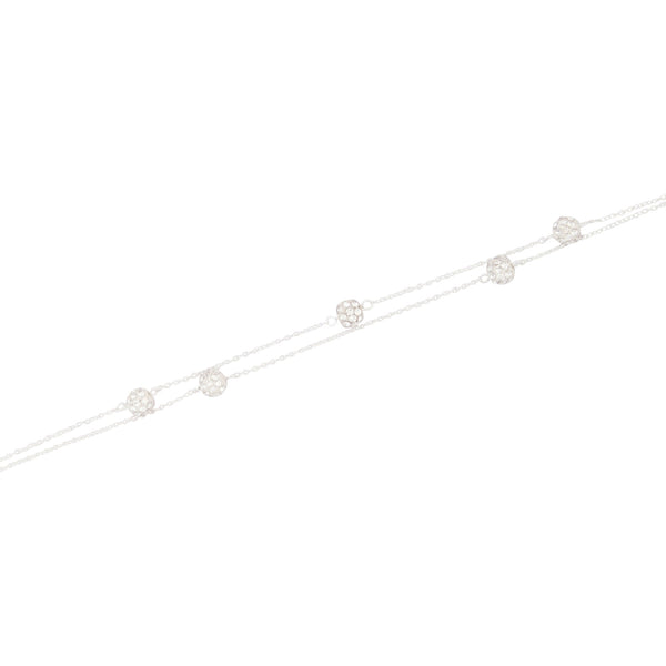 Sterling Silver Double Strand Diamante Bead Bracelet