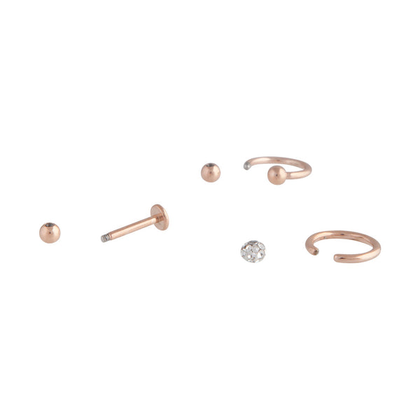 Rose Gold Diamante Ball Ring 3 Pack