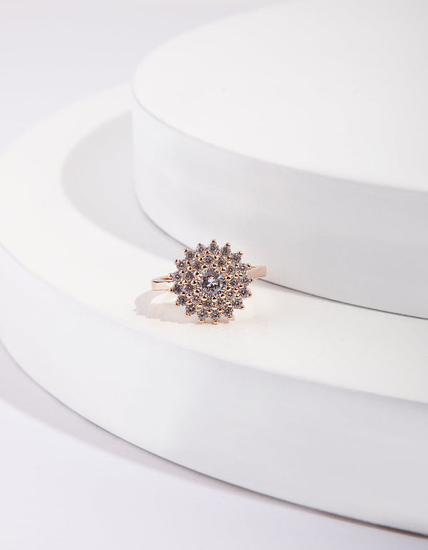 Gold Round Surround Cubic Zirconia Ring