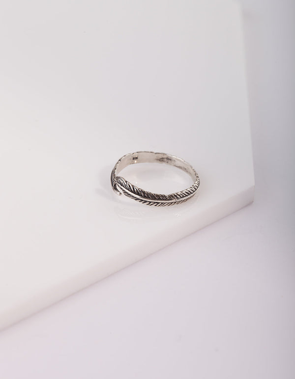 Sterling Silver Feather Band Ring