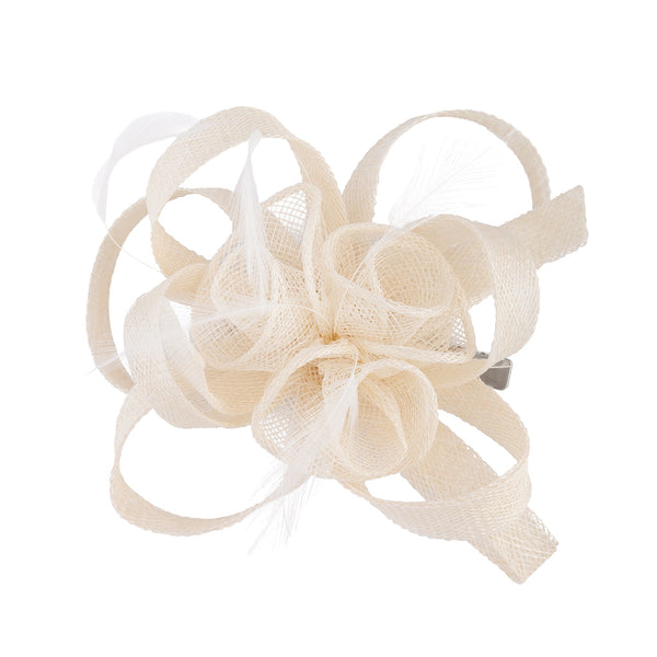 Cream Swirl and Feather Clip