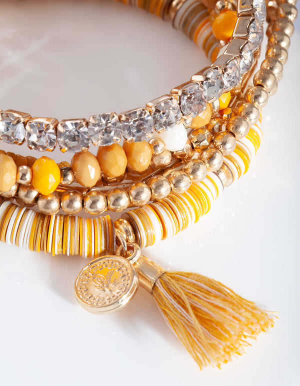 Gold Yellow Friendship Bracelet 10 Pack