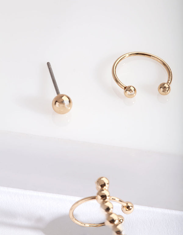 Gold Textured Ear Cuff Pack