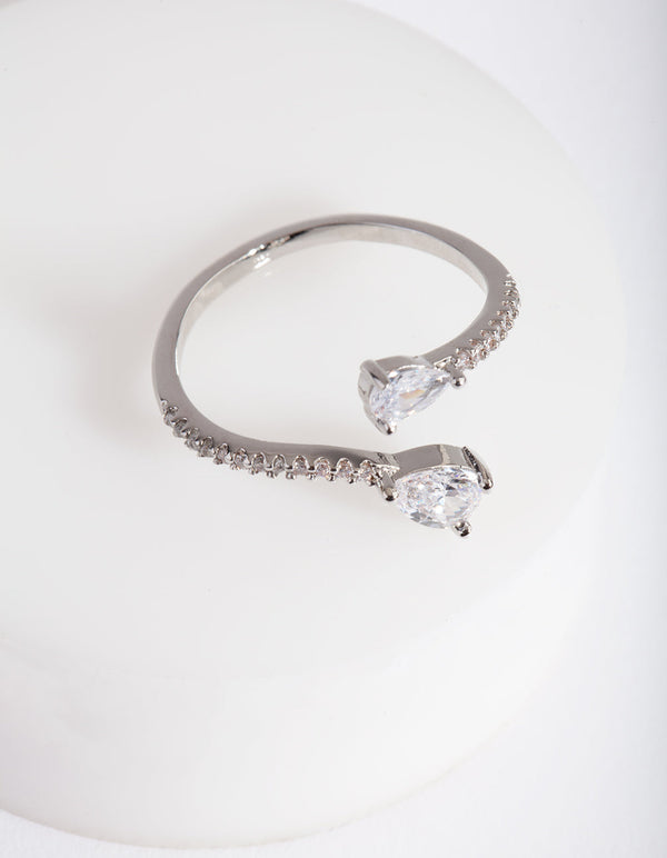Rhodium Cubic Zirconia Open Ring
