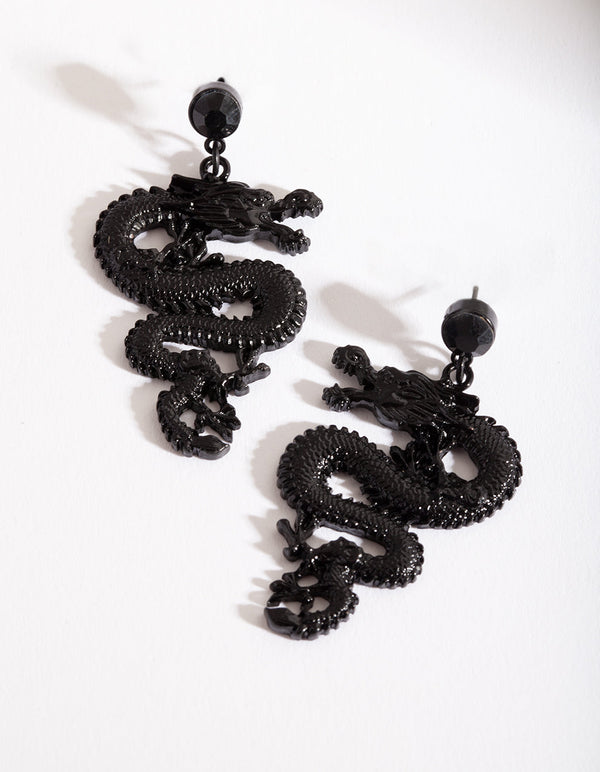 Black Mini Dragon Earrings