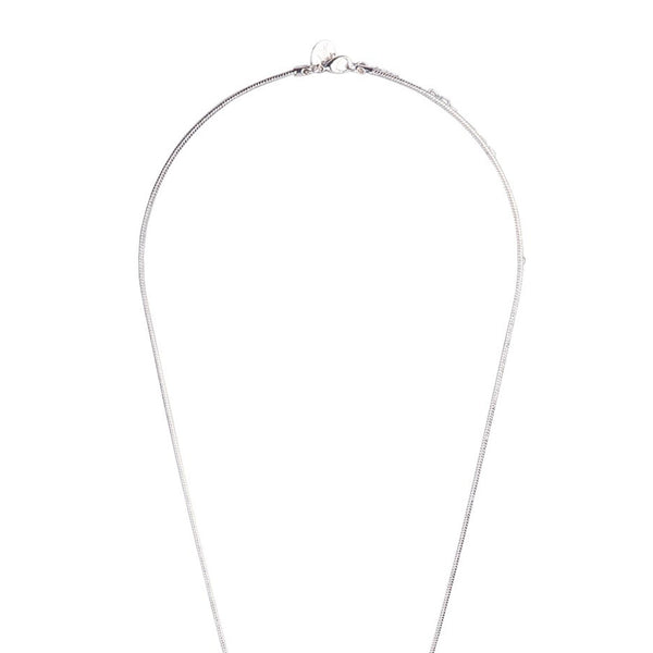 Silver Chain Tassel And Knotted Lariat Necklace