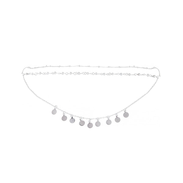 Silver Layered Disc Station Chain Choker