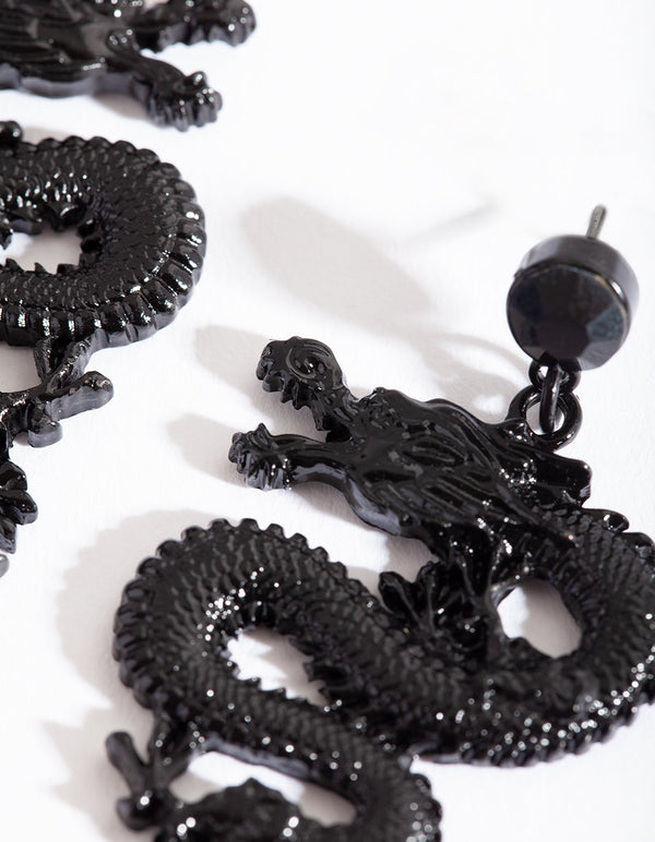 Black Mini Dragon Earrings