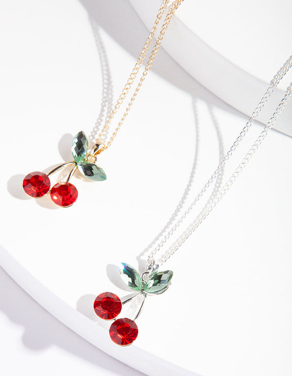 Silver Gold Red Cherry Gift Box