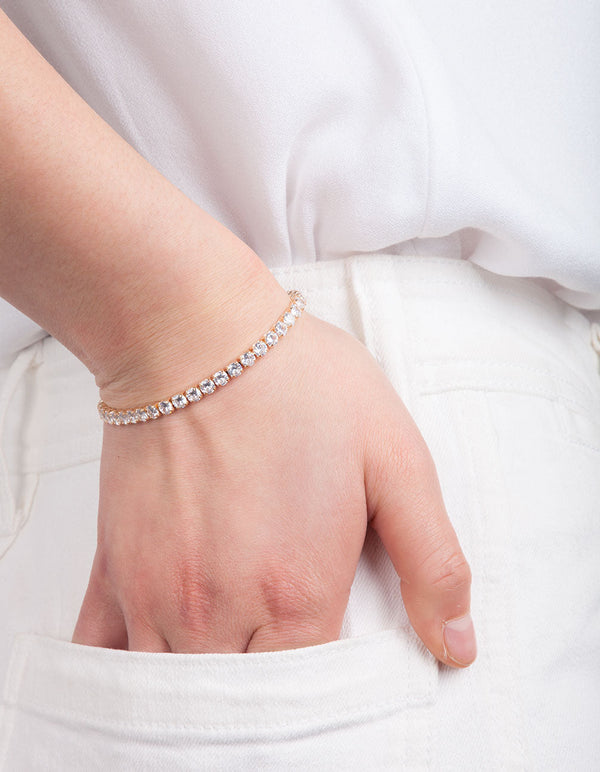 Gold Cubic Zirconia Tennis Bracelet