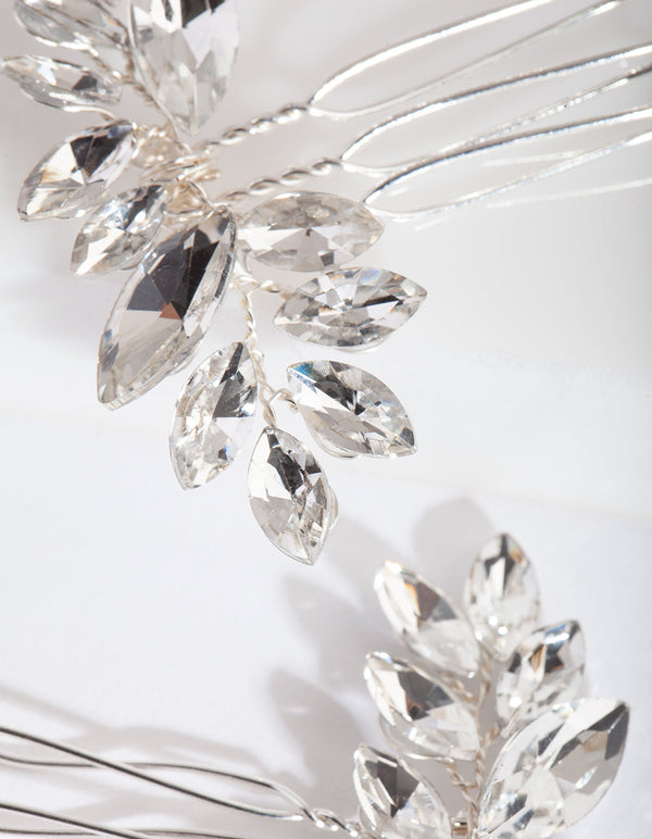 Silver Floral Gem Hair Pin 2 Pack