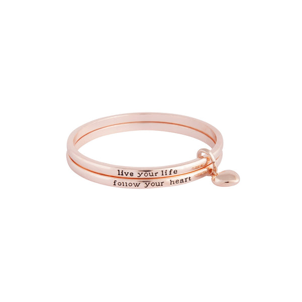 Rose Gold Follow Your Heart Double Bangle