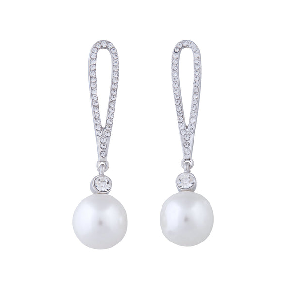 Diamante Loop With Pearlised Bead Drop Earrings