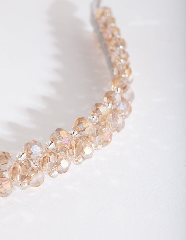 Silver Neutral Glass Bead Headband