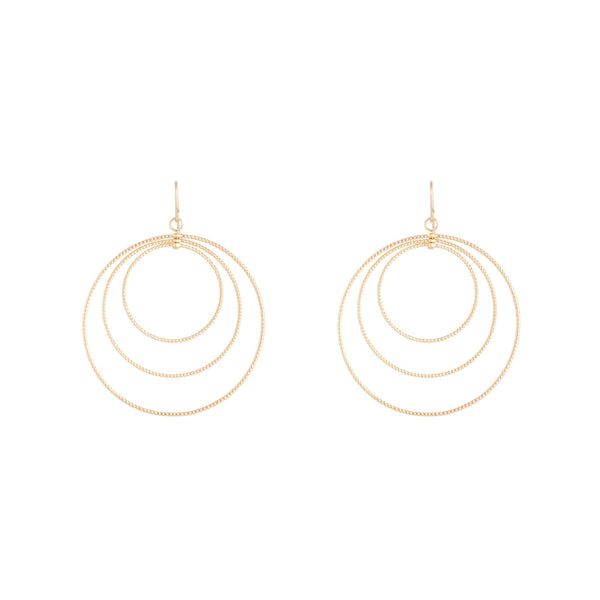 Gold Diamond Cut Circle Multi Drop Earrings