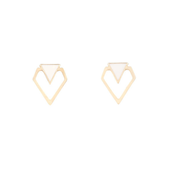White And Gold Mini Geometric Stud
