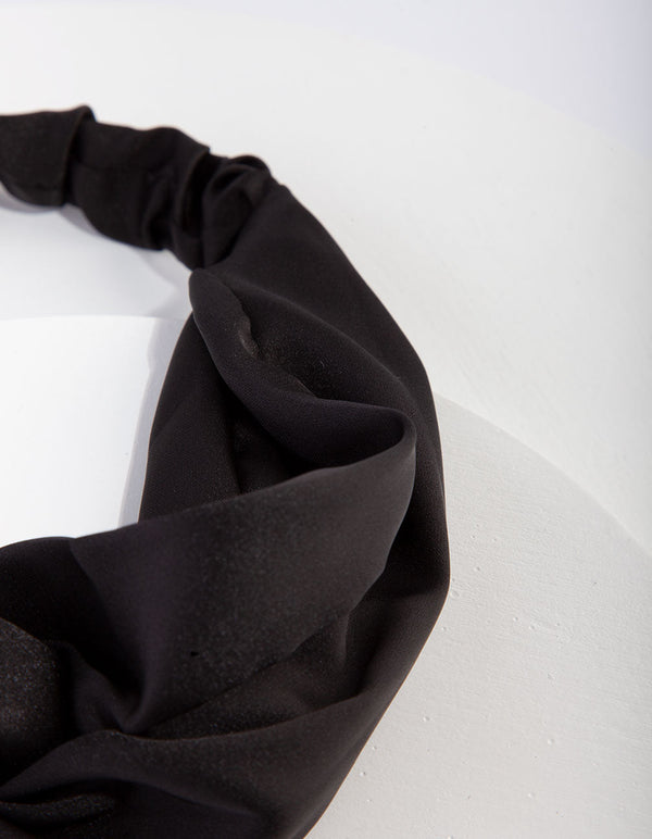 Black Satin Stretch Headband