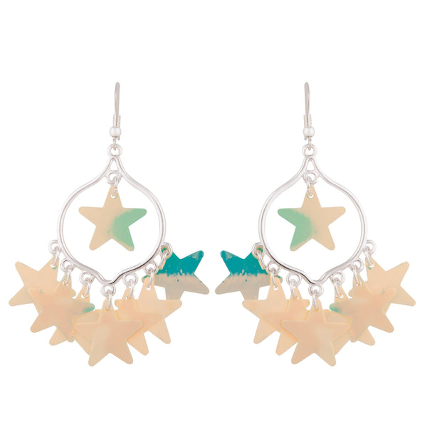 Silver Flower Chain Cuff Earrings