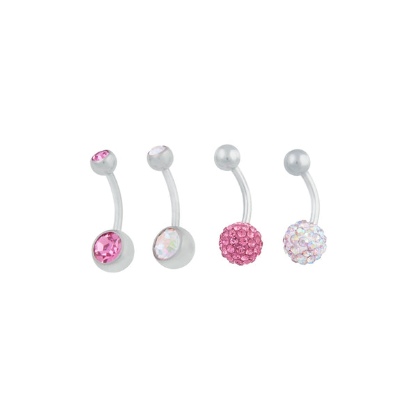 Rhodium Fireball Belly Bar 4 Pack