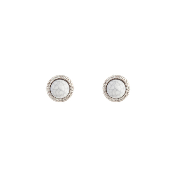 Antique Silver Marble Cracked Earrings