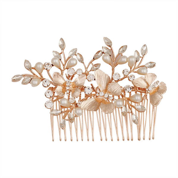 Diamante And Pearl Butterfly Comb