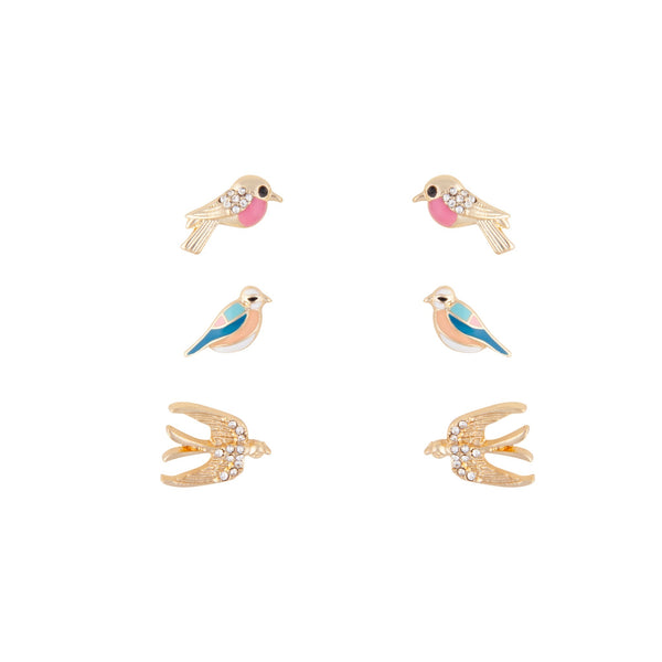 Gold Birds Earring 3 Pack