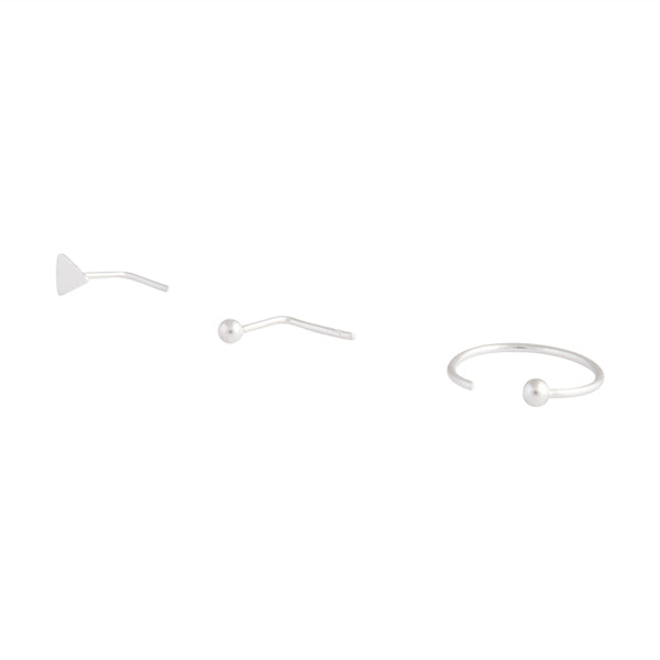 Sterling Silver Bead, Triangle And Nose Ring Pack