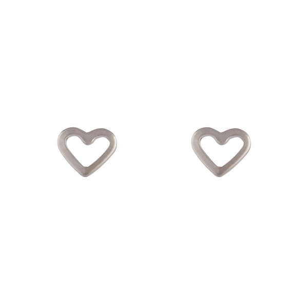 Silver Open Heart Stud Earrings