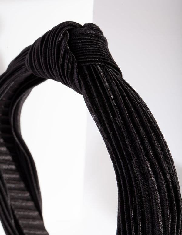 Black Pleated Turban Headband