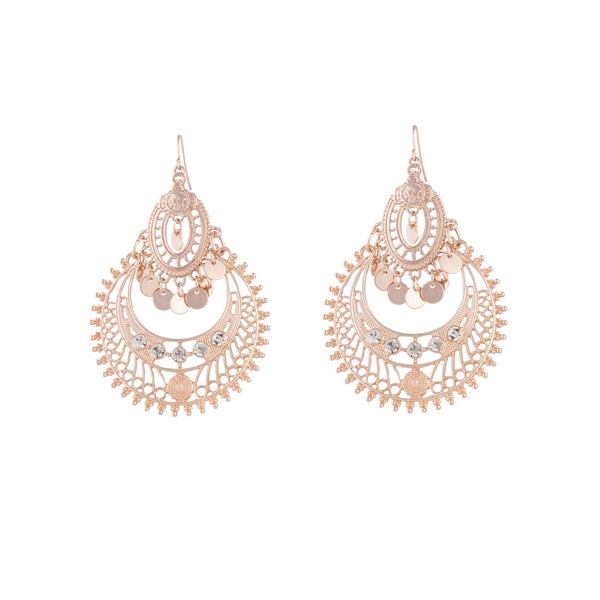Rose Gold Diamante Bohemian Earrings