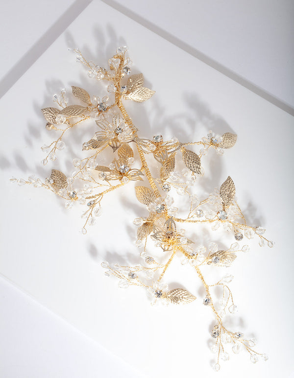 Gold Leaf Diamante Hair Drape