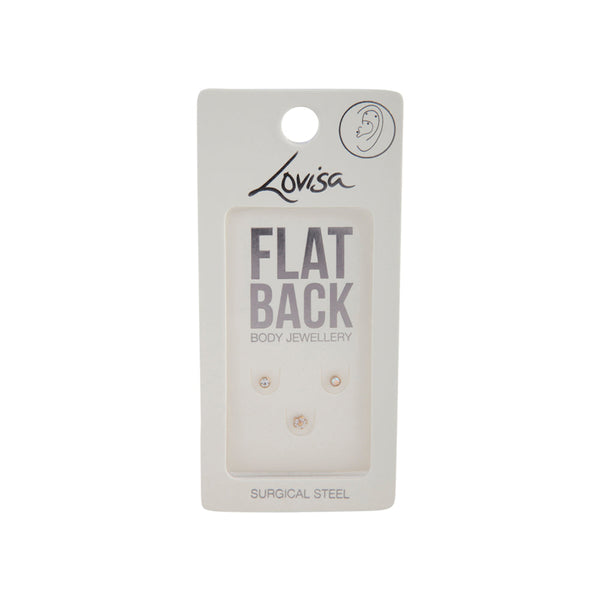 Gold Flower Stud Flat Back Earring 3 Pack