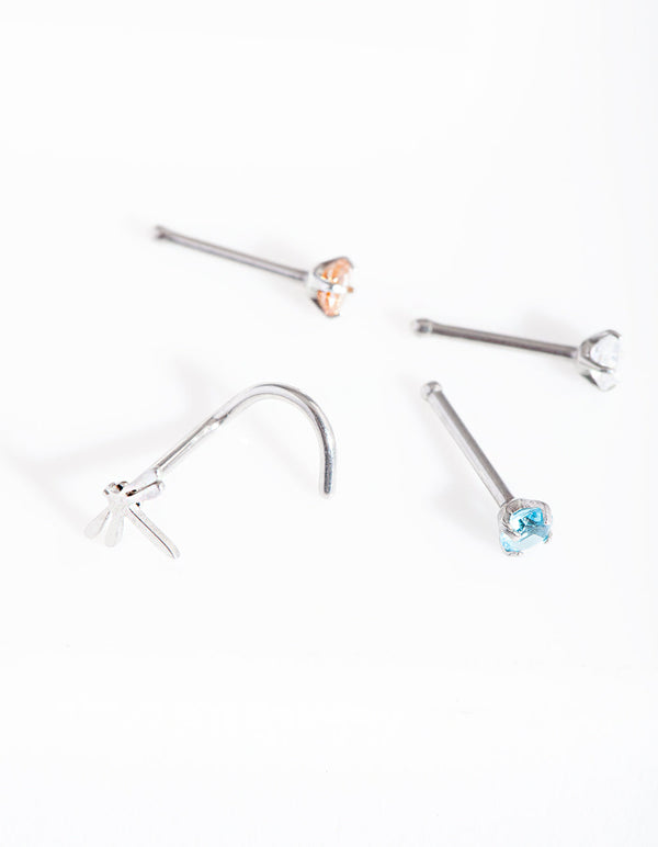 Rhodium Dragonfly Diamante Nose Pack