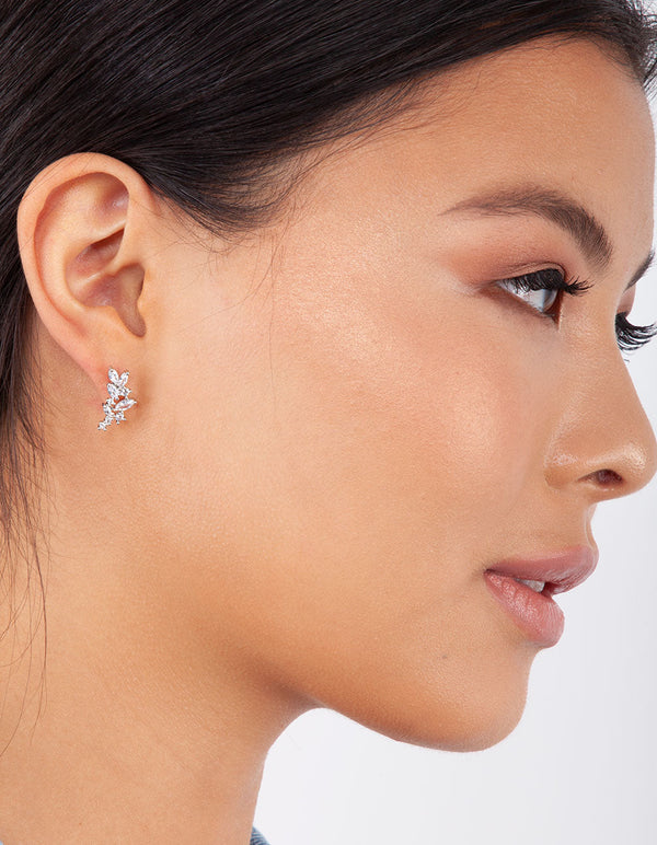Flower Navette Crystal Stud