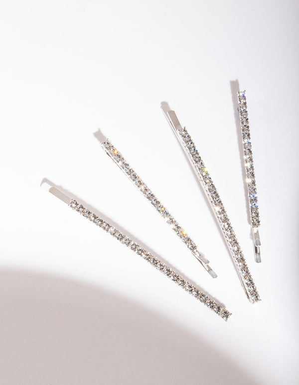 Rhodium Diamante Pin 4 Pack