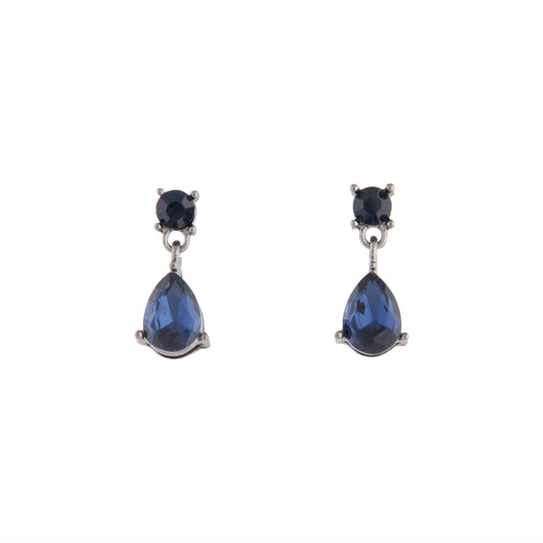 Midnight Blue Gunmetal Small Drop Earrings
