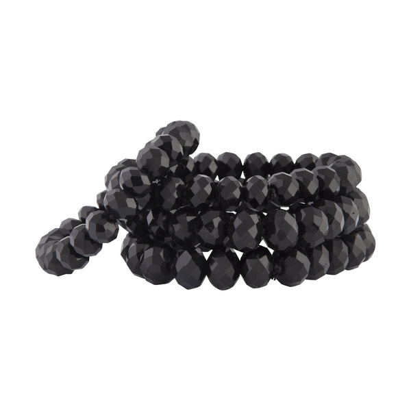 Black Faceted Bead Stretch Bracelet 4 Pack