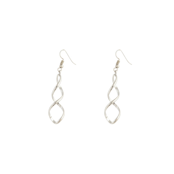 Silver Wave Drop Earrings