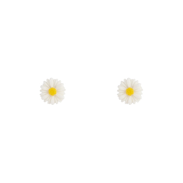 White Daisy Love Stud Earrings