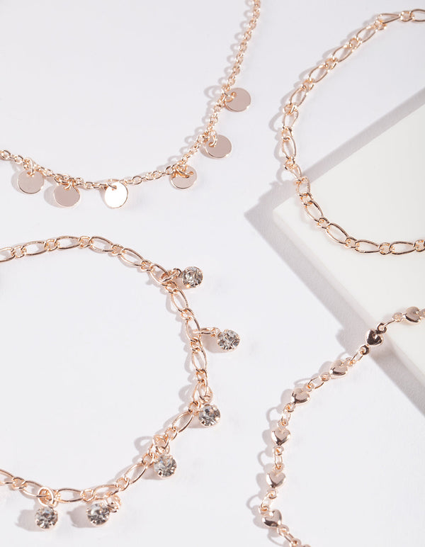 Rose Gold Disc Bracelet Anklet Pack