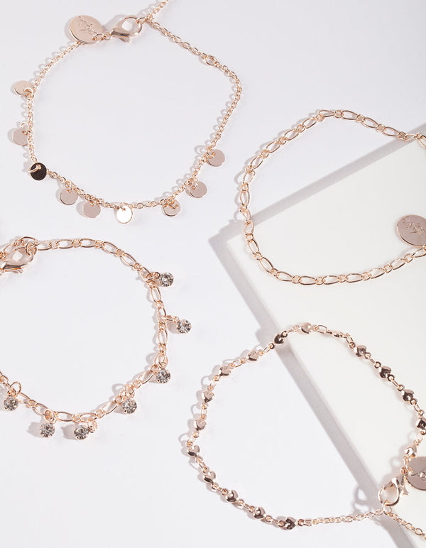 Rose Gold Disc Bracelet Anklet Pack