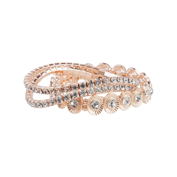 Rose Gold Embellished Classic Bracelet 3 Pack