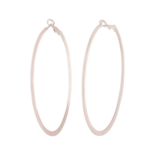 Rose Gold Flat Edged Hoop Earrings